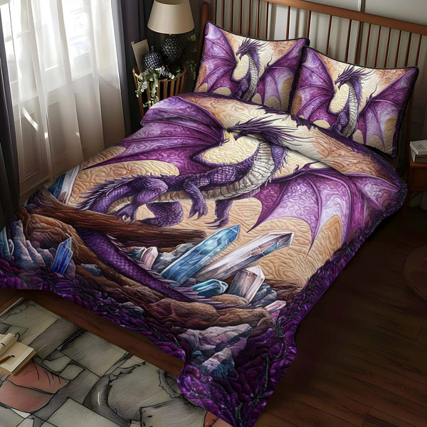 Mystic Scale quilted 3-piece bedding set on a made bed with two matching pillow shams