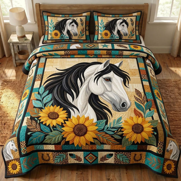 Native Legacy quilted 3-piece bedding set on a made bed with two matching pillow shams