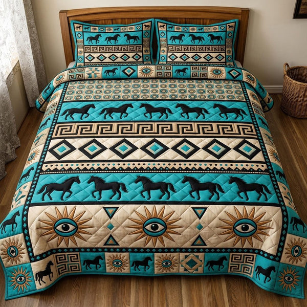Native Legacy quilted 3-piece bedding set on a made bed with two matching pillow shams