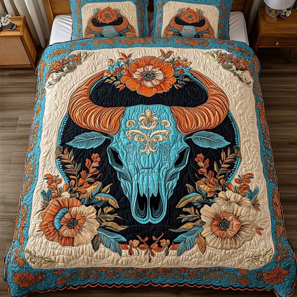 Native Strength quilted 3-piece bedding set on a made bed with two matching pillow shams