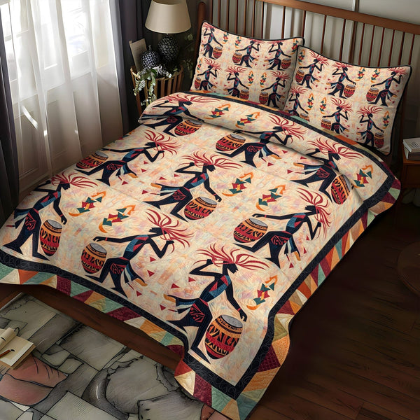 Native Trails quilted 3-piece bedding set on a made bed with two matching pillow shams