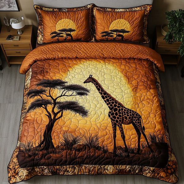 Nature Pride quilted 3-piece bedding set on a made bed with two matching pillow shams