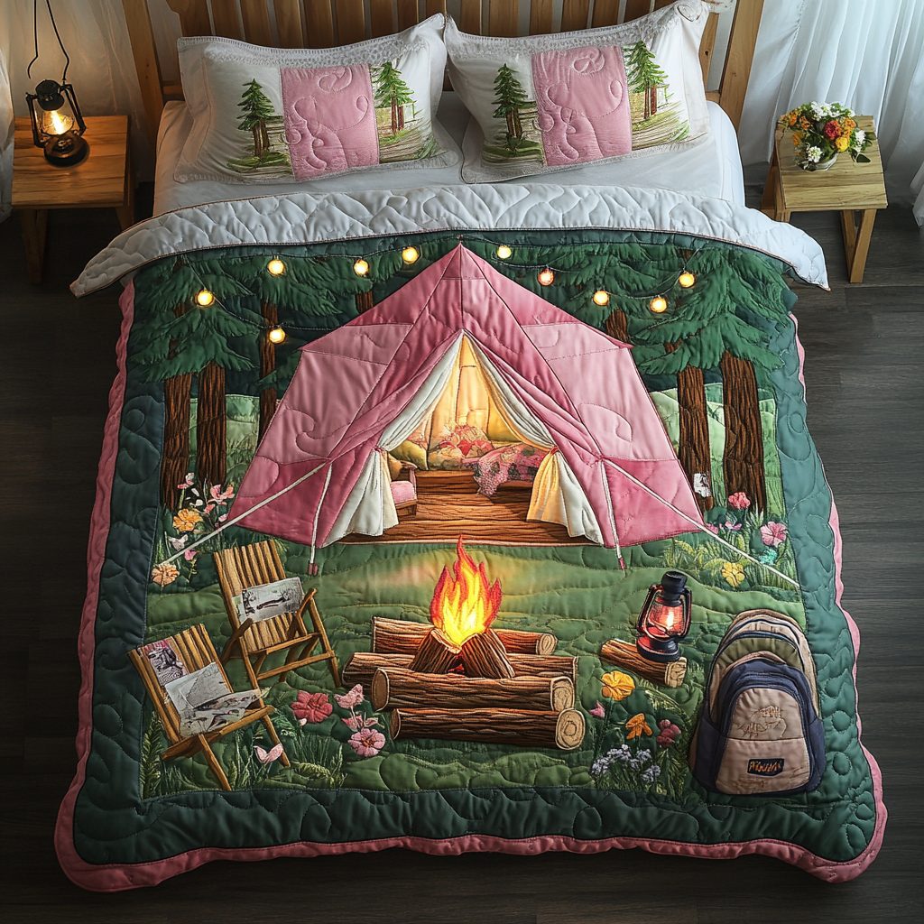 NatureHaven quilted 3-piece bedding set on a made bed with two matching pillow shams