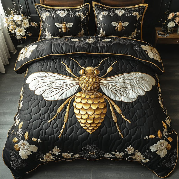 Nectar Haven quilted 3-piece bedding set on a made bed with two matching pillow shams