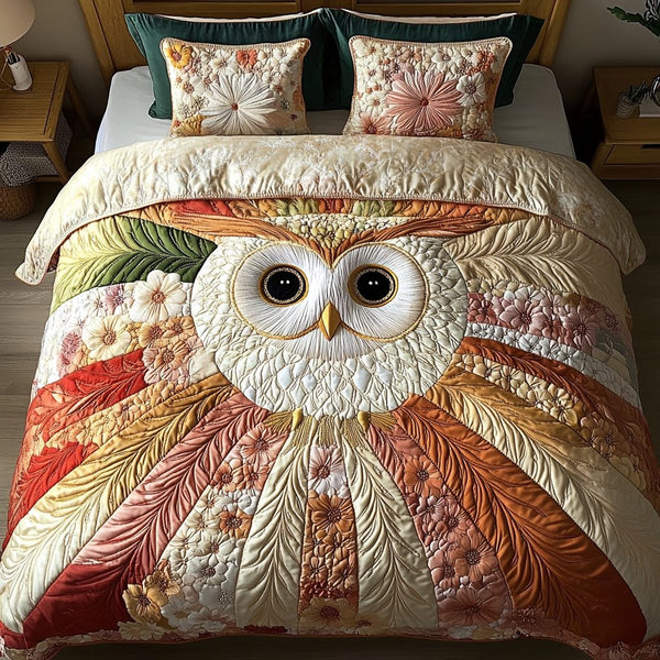 Night Vision quilted 3-piece bedding set on a made bed with two matching pillow shams