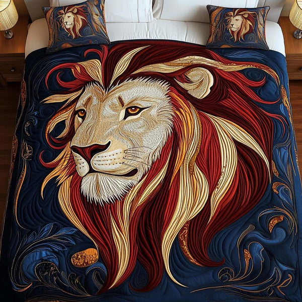 Noble Spirit quilted 3-piece bedding set on a made bed with two matching pillow shams