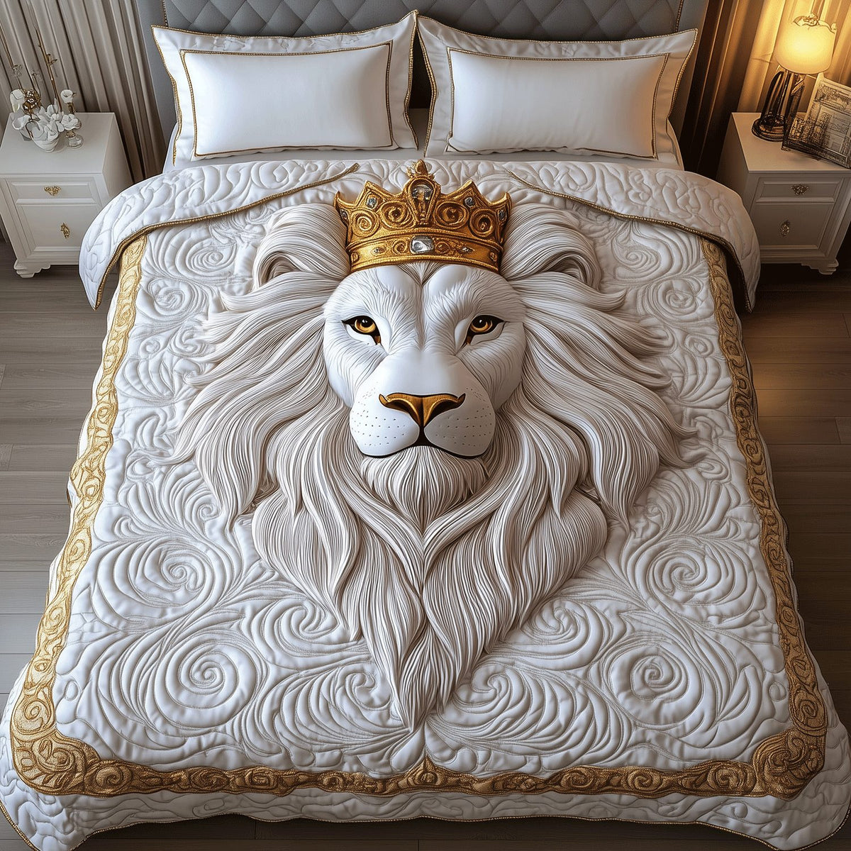 Northern Harvest quilted 3-piece bedding set on a made bed with two matching pillow shams