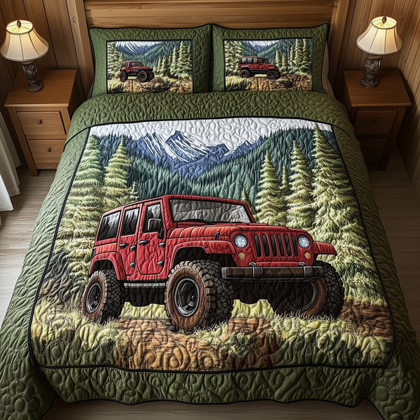 OffRoad Legends quilted 3-piece bedding set on a made bed with two matching pillow shams