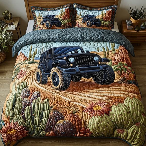 OffRoad Legends quilted 3-piece bedding set on a made bed with two matching pillow shams