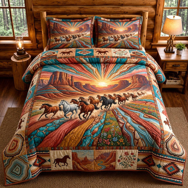 Open Range quilted 3-piece bedding set on a made bed with two matching pillow shams