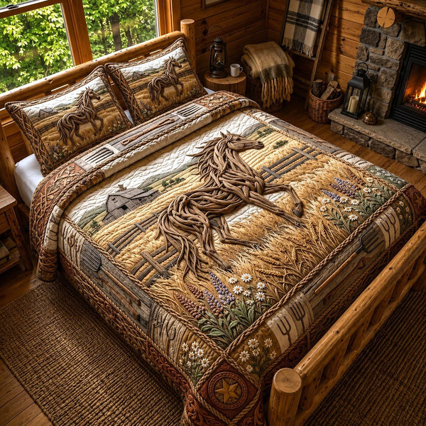 Open Range quilted 3-piece bedding set on a made bed with two matching pillow shams