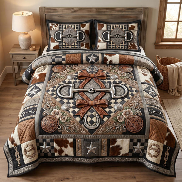 Open Range quilted 3-piece bedding set on a made bed with two matching pillow shams