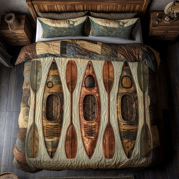 Paddle Legacy quilted 3-piece bedding set on a made bed with two matching pillow shams