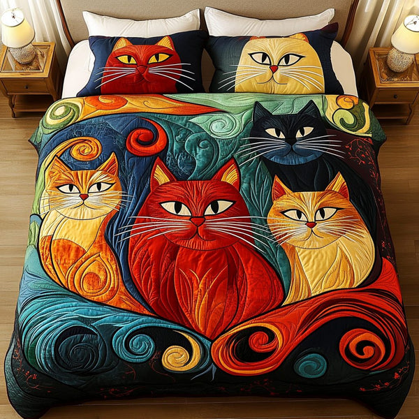Paw Cloud quilted 3-piece bedding set on a made bed with two matching pillow shams