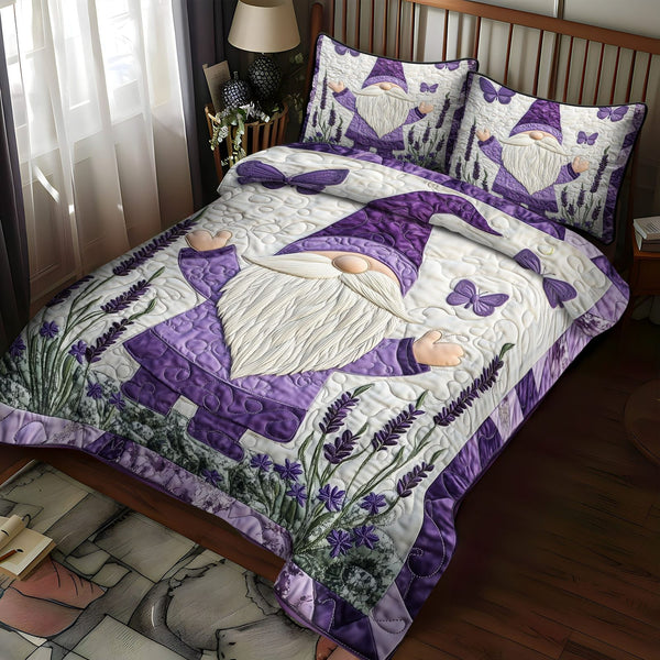 Petal Keeper quilted 3-piece bedding set on a made bed with two matching pillow shams