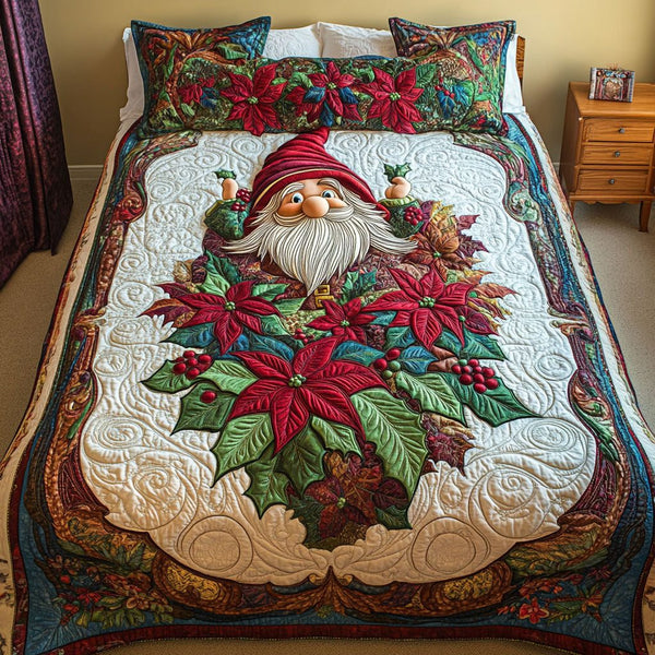 Polar Cheer quilted 3-piece bedding set on a made bed with two matching pillow shams