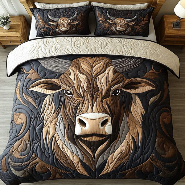 Power Beast quilted 3-piece bedding set on a made bed with two matching pillow shams