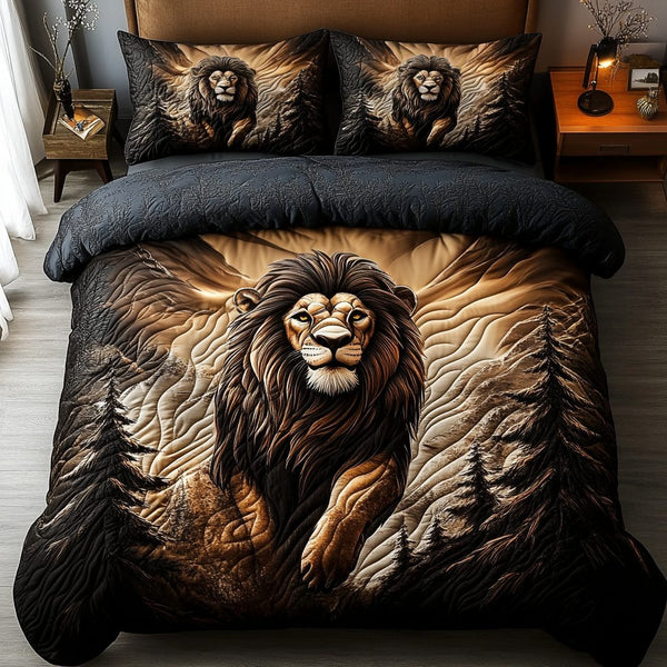 Pride Power quilted 3-piece bedding set on a made bed with two matching pillow shams