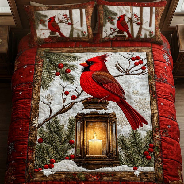 Radiant Perch quilted 3-piece bedding set on a made bed with two matching pillow shams
