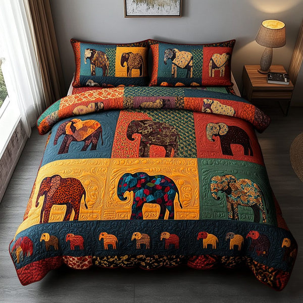 Regal Herd quilted 3-piece bedding set on a made bed with two matching pillow shams