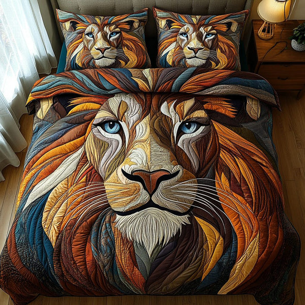 Regal Horizon quilted 3-piece bedding set on a made bed with two matching pillow shams