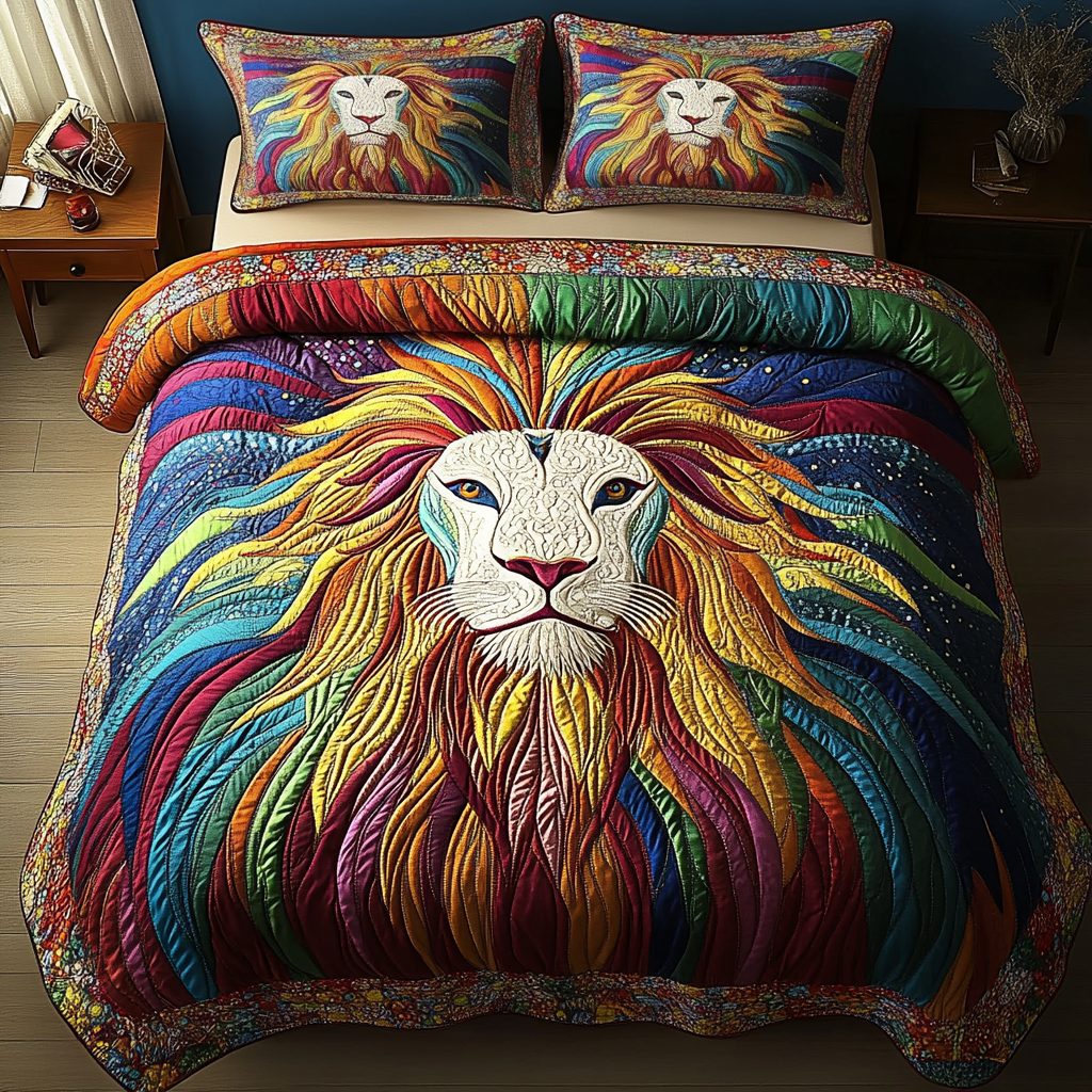 Regal King quilted 3-piece bedding set on a made bed with two matching pillow shams