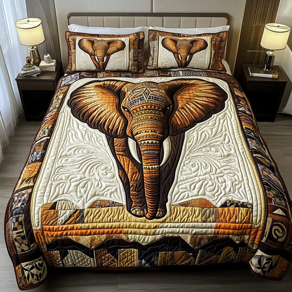 Regal Patterns quilted 3-piece bedding set on a made bed with two matching pillow shams