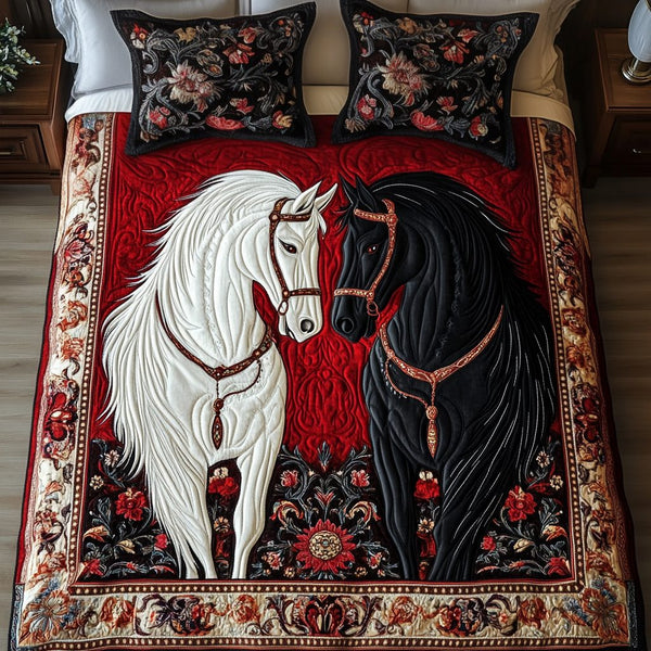 Regal Riders quilted 3-piece bedding set on a made bed with two matching pillow shams