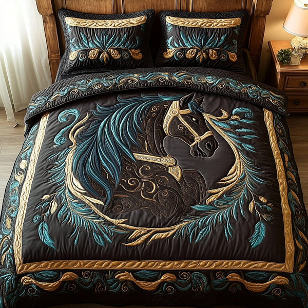 Regal Stride quilted 3-piece bedding set on a made bed with two matching pillow shams