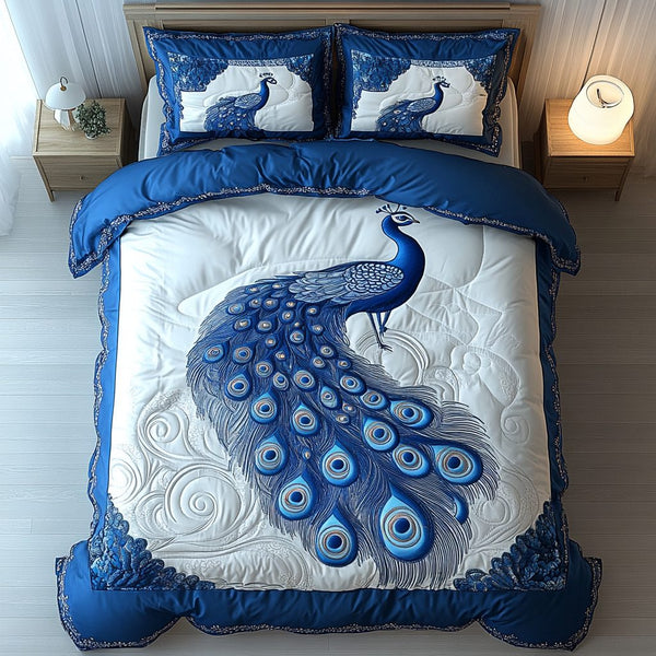 Regal Tail quilted 3-piece bedding set on a made bed with two matching pillow shams