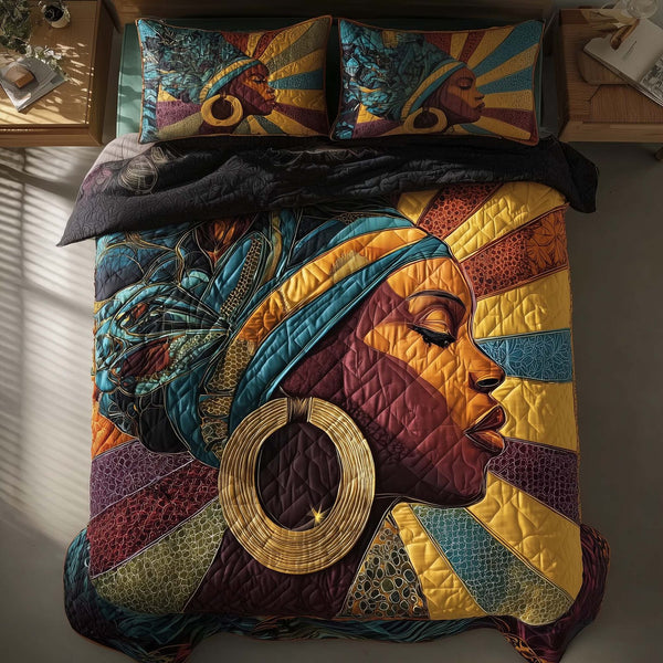 Rich Radiance quilted 3-piece bedding set on a made bed with two matching pillow shams