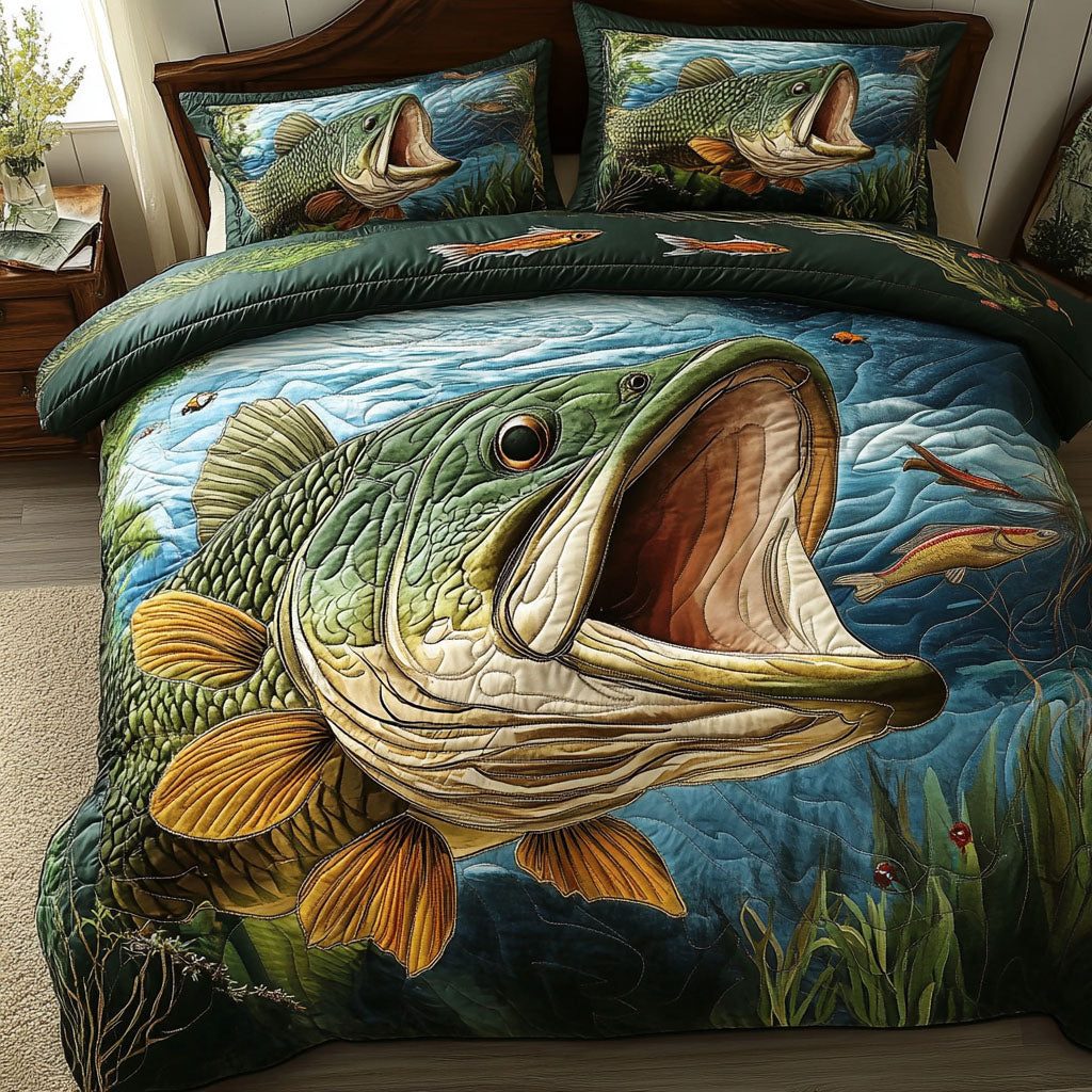 River King quilted 3-piece bedding set on a made bed with two matching pillow shams