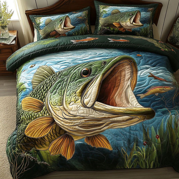 River King quilted 3-piece bedding set on a made bed with two matching pillow shams