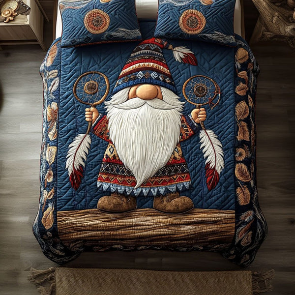 River Sage quilted 3-piece bedding set on a made bed with two matching pillow shams