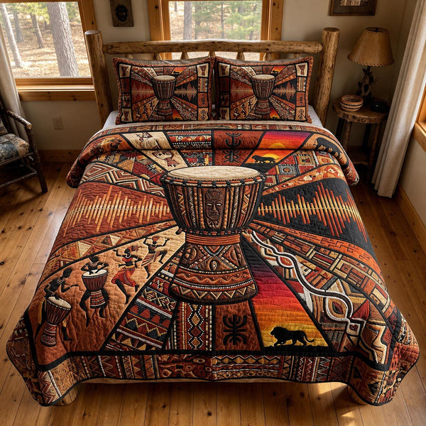 Royal Heritage quilted 3-piece bedding set on a made bed in a farmhouse bedroom