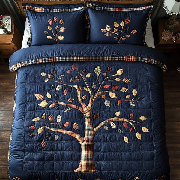 Rustic Charm quilted 3-piece bedding set on a made bed in a farmhouse bedroom