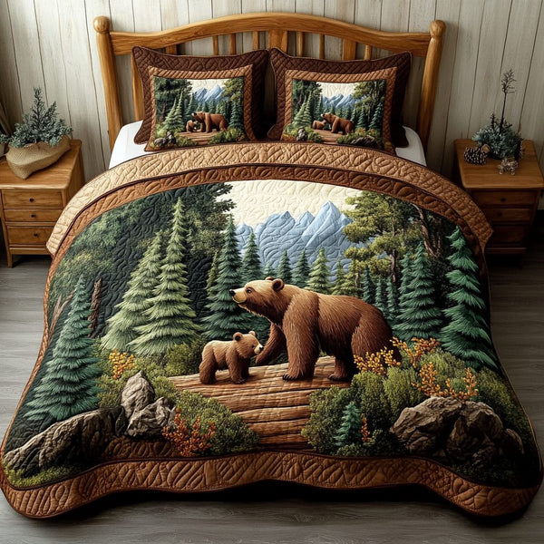 Safari Dreams quilted 3-piece bedding set on a made bed with two matching pillow shams