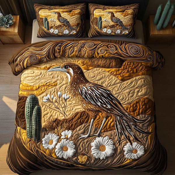 Sage Drift quilted 3-piece bedding set on a made bed with two matching pillow shams