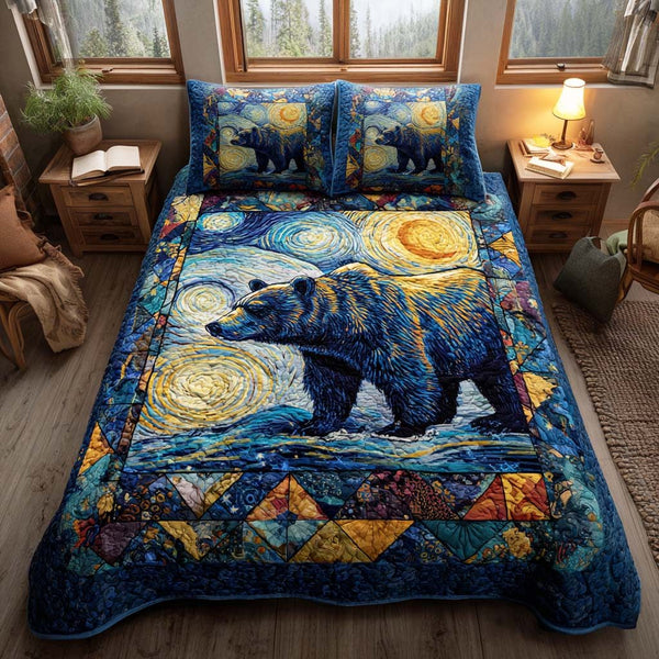 Scarlet Fang quilted 3-piece bedding set on a made bed with two matching pillow shams
