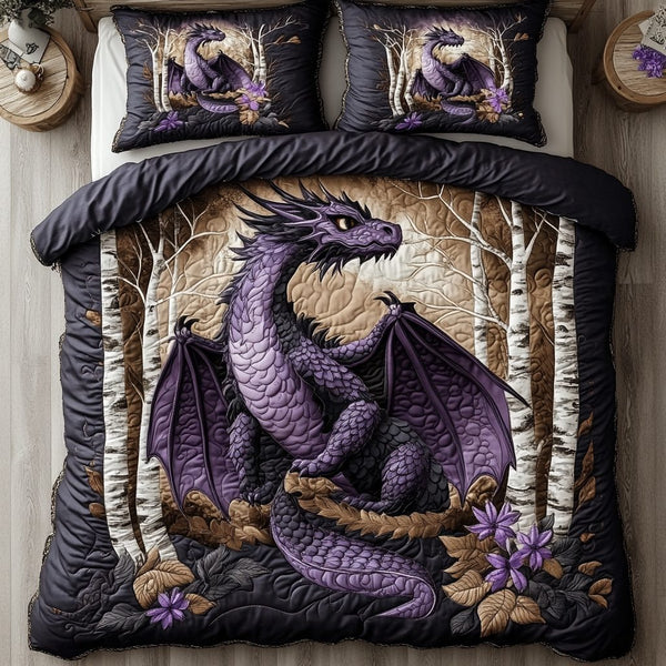 Shadow Roar quilted 3-piece bedding set on a made bed with two matching pillow shams