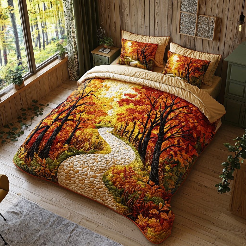 Silent Timber quilted 3-piece bedding set on a made bed with two matching pillow shams