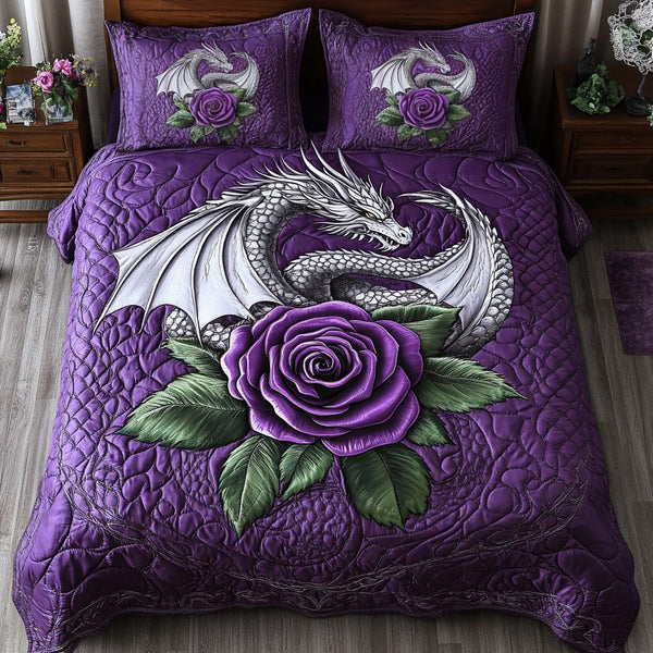 Skyfire Beast quilted 3-piece bedding set on a made bed with two matching pillow shams