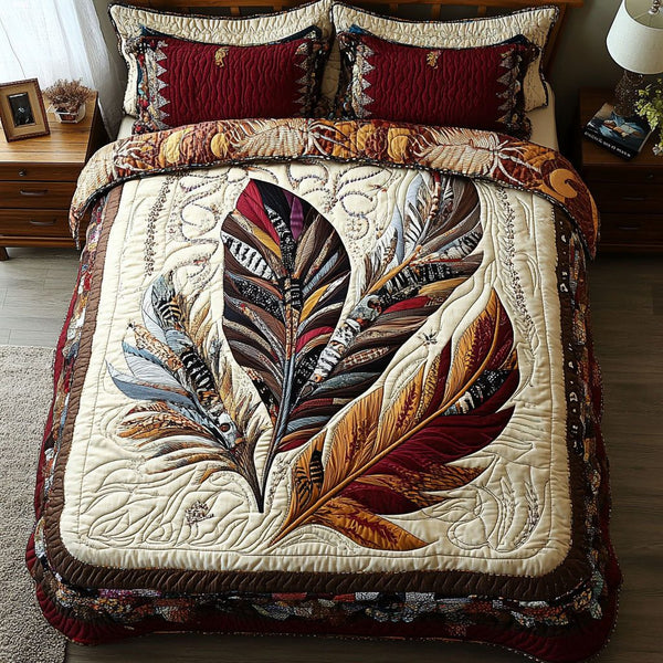 Skyweaver quilted 3-piece bedding set on a made bed with two matching pillow shams