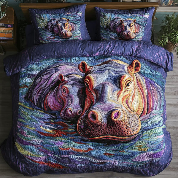 Sleep Safari quilted 3-piece bedding set on a made bed with two matching pillow shams