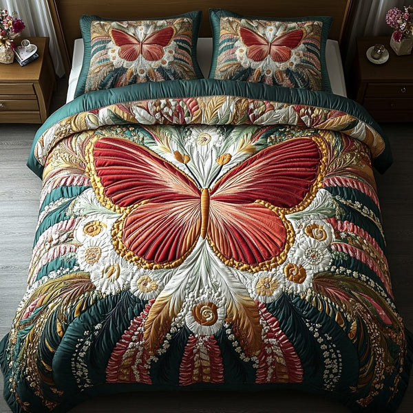 Soft Serenity quilted 3-piece bedding set on a made bed with two matching pillow shams