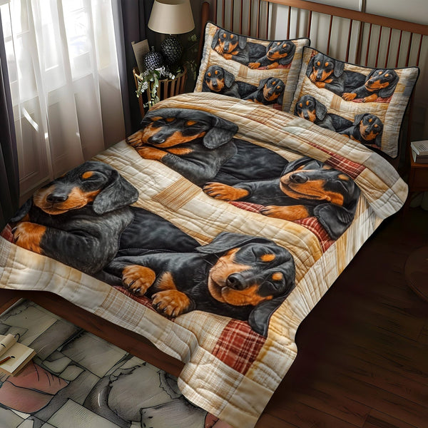 Soft Slumbers quilted 3-piece bedding set on a made bed with two matching pillow shams