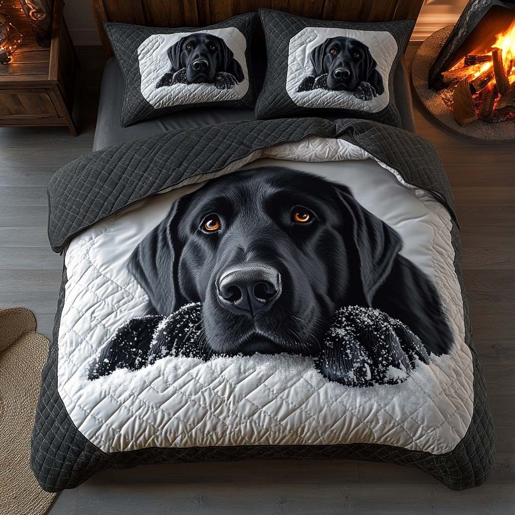 Soft Whispers quilted 3-piece bedding set on a made bed with two matching pillow shams