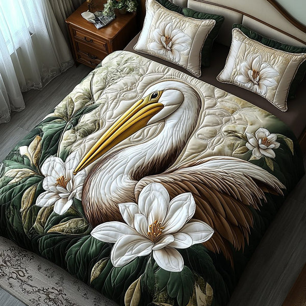 Southern Charm quilted 3-piece bedding set on a made bed with two matching pillow shams