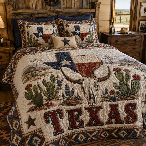Southern Star Pride quilted 3-piece bedding set on a made bed with two matching pillow shams