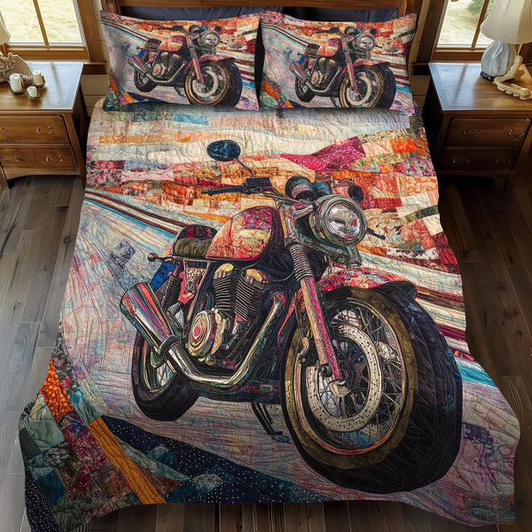 Speed and Style quilted 3-piece bedding set on a made bed with two matching pillow shams